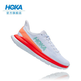 HOKA ONE ONE 女款马赫4竞速公路跑鞋Mach4轻便减震耐磨训练运动鞋 白色/假日红-女 38/235mm