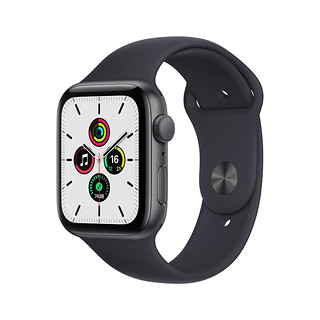 Apple 苹果 Watch SE 智能手表 44mm GPS款 深空灰色铝金属表壳 黑色运动型表带（心率、GPS、扬声器）