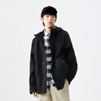 男装字母刺绣风衣男士连帽外套宽松纯色棉外套男士风衣