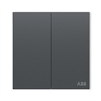 ABB 开关插座面板 盈致系列灰色  无边框纯平开关面板 双开双控