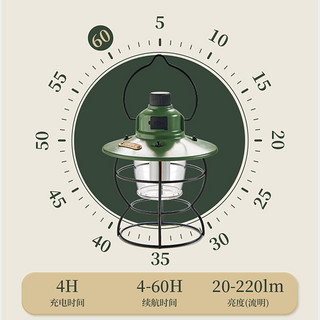 北山狼户外露营灯充电挂式长续航野营地手提复古氛围照明天幕帐篷马灯 绿色