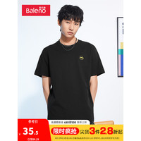 Baleno 班尼路 夏季新款半袖男装时尚休闲圆领T恤彩色字母印花刺绣短袖男士纯色简约情侣款上衣潮宽松版型 001A S