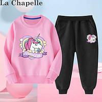 La Chapelle 童装女童宝宝卫衣套装纯棉女孩秋季两件套运动风卡通可爱