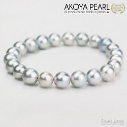 Akoya 女士珍珠手链巴洛克珍珠手链 女款 8.0-9.0mm 送礼物 灰色 19cm