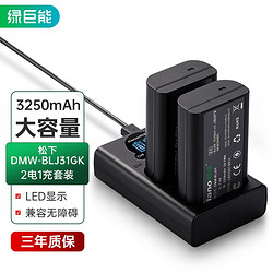 IIano 绿巨能 LIano 绿巨能 DMW-BLJ31GK 相机电池 7.4V 3250mAh 充电套装 2块装