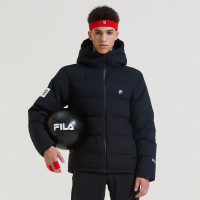 FILA 斐乐 男装羽绒服男宽松时尚百搭保暖舒适连帽拉链男式梭织羽绒服