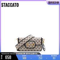 STACCATO 思加图 2022夏季新款复古老花包翻盖包单肩包小方包背提包X2724BX2