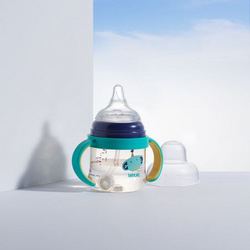 babycare 新生儿奶瓶学饮杯把手款吸管杯会长大的PPSU吸管奶瓶宽口径耐摔160ml-科里斯绿-奶嘴尺码：S