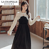 La Chapelle 女装丝绒假两件连衣裙