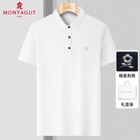 MONTAGUT 梦特娇 正品桑蚕丝男士t恤短袖夏季新款薄款休闲上衣冰丝polo衫男