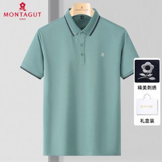 MONTAGUT 梦特娇 正品夏季珠地棉男士t恤短袖半袖polo衫薄款休闲上衣男夏装