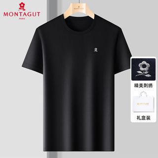 MONTAGUT 梦特娇 正品男士短袖t恤桑蚕丝圆领薄款体恤2022夏季冰丝半袖上衣