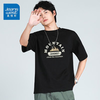 JEANSWEST 真维斯 T恤男2022夏季 潮ins痞帅舒适男装纯棉半袖男士体恤衣服JR-14-173857黑色L
