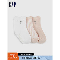 Gap 盖璞 婴儿可爱短筒袜三双装731129 春秋新款童装洋气针织袜子 粉色条纹组合