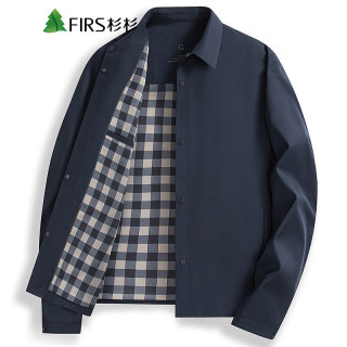 杉杉（FIRS）男士夹克秋尚新商务休闲纯色翻领外套上班通勤潮流男上衣 藏青|85 185/XXL