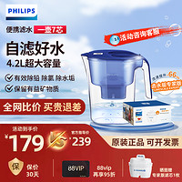 PHILIPS 飞利浦 净水壶家用过滤水壶厨房自来水净水器净水杯滤芯1壶7芯直饮