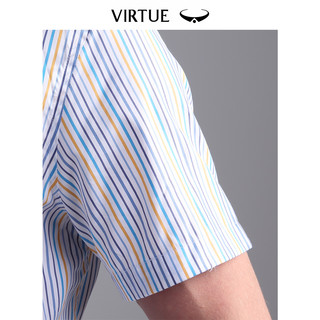 Virtue 富绅 夏季男士条纹短袖衬衫亲肤透气商务休闲寸衣男装