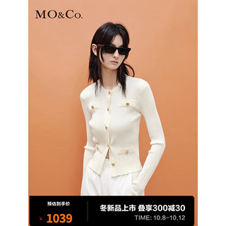 MO&Co. 摩安珂 女士圆领针织衫  MBB4CART07 米白色 XS