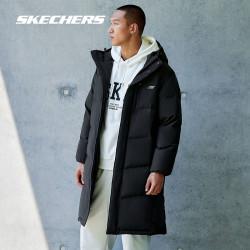 SKECHERS 斯凯奇 2022秋冬新款男保暖连帽长款羽绒服外套休闲上衣