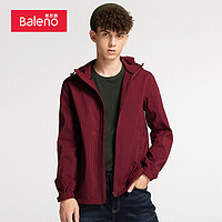 班尼路（Baleno）夹克男潮流修身防风连帽外套 R00 枣红色 S