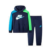 NIKE 耐克 男童连帽长袖运动套装 NY2042149PS-001-F01 2件套 靛蓝色 6码