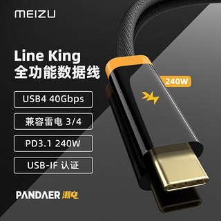 MEIZU 魅族 PANDAER Line King 240W 数据线 黑色 0.9米 至高40Gbps传输/8K分辨率 USB4 兼容雷电3/4 Type-C接口