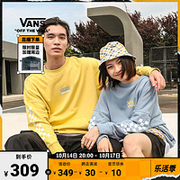 VANS 范斯 官方 情侣套头卫衣冰激淋色Logo印花袖棋盘格