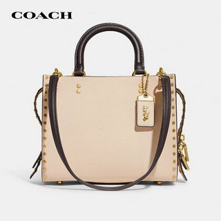 COACH 蔻驰 奢侈品女士专柜款ROGUE系列25号中号托特包单肩手提包象牙白色牛皮革 CC380B4IO