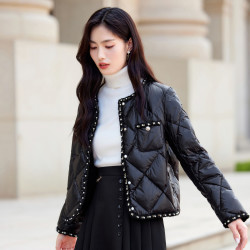 秋水伊人 小香风羽绒服短款宽松显高轻薄鸭绒外套女