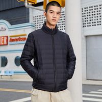 鸿星尔克立领羽绒服新款男士羽绒服立领黑色冬季外套男加厚短款潮