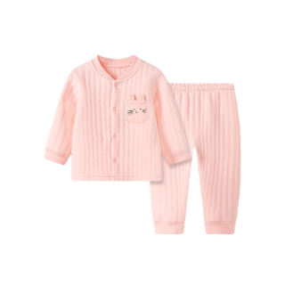 gb 好孩子 男女童通用圆领长袖家居服套装 142231SW2016 2件套 粉红 100cm