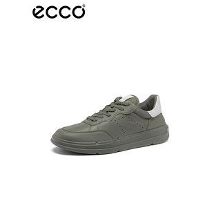 ECCO爱步休闲鞋2022男鞋新品系带休闲板鞋皮鞋 柔酷X420754 草绿色/白色42075460387 41