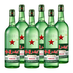 红星 绿瓶 1680 二锅头 清香纯正 43%vol 清香型白酒 750ml*6瓶 整箱装