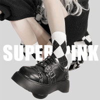 superpink 审判甜心 y2k暗黑朋克系 厚底lolita皮鞋