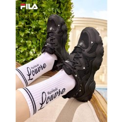 FILA 斐乐 官方猫爪鞋女鞋2022秋复古运动鞋时尚休闲鞋FLUID 4 黑-BK（补货） 38.5