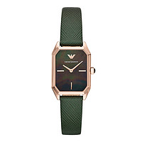 EMPORIO ARMANI EMPORIO.ARMANI)手表 时尚方盘休闲皮带石英表女士腕表方形小绿表AR11149