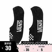 VANS 范斯 范斯官方 女子短袜船袜袜子黑白棋盘格休闲运动 黑色/白色 均码