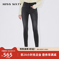 MISS SIXTY 预售Miss Sixty2022秋季新款牛仔裤女三环高腰紧身铅笔裤黑灰长裤