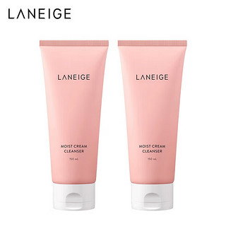 兰芝（LANEIGE） 洗面奶4合1卸妆洁面乳150ml (洗面奶女男士通用 去角质 ) 粉洁面150ml双支装