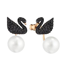 SWAROVSKI 施华洛世奇 香港直邮SWAROVSKI施华洛世奇黑天鹅耳环女饰品礼物珍珠玫瑰金