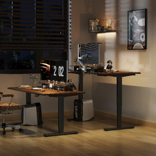 迈德斯特 M2 升降桌 单电机标配版黑色桌腿+1.2米胡桃木色