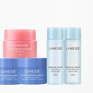 LANEIGE 兰芝 护肤套装 (益生修护睡眠面膜70ml+15ml*2+水衡透润精华水15ml+保湿乳15ml+保湿修护唇膜3g)