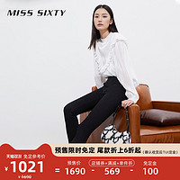 MISS SIXTY 冬季新款含羊绒牛仔裤女轻盈暖高腰紧身黑色