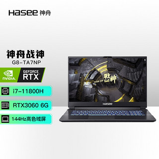 Hasee 神舟 战神 G8-TA7NP 十一代酷睿版 17.3英寸 游戏本 黑色（酷睿i7-11800H、RTX 3060 6G、16GB、512GB SSD、1080P、IPS、144Hz）