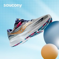 saucony 索康尼 女子减震透气跑鞋-慢跑训练鞋 Ride 驭途15 S10729-40 灰金 38