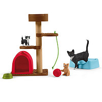 PLUS会员：Schleich 思乐 仿真动物模型 玩具小猫和猫爬架