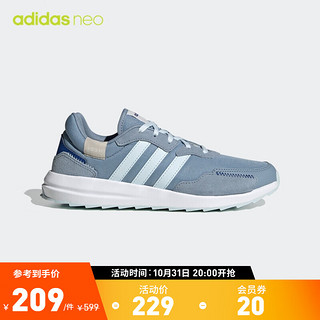 adidas阿迪达斯官方neo RETRORUN女子休闲运动鞋FW4711 雾霾蓝/浅天蓝/深蓝 38.5(235mm)