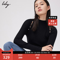丽丽 LILY冬新款女装柔软全绵羊毛时髦镂空圆领多色毛针织衫毛衣女