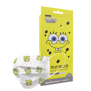 winner 稳健医疗 海绵宝宝联名款 604-008358 医用护理口罩 7片 开心白