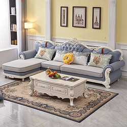东域春意 欧式布艺沙发小户型客厅转角沙发茶几组合套装法式整装科技布简欧
